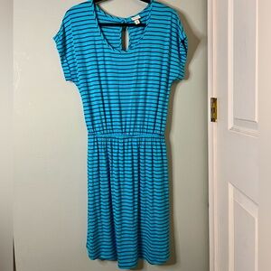 Merona Blue and Black Striped Midi Dress